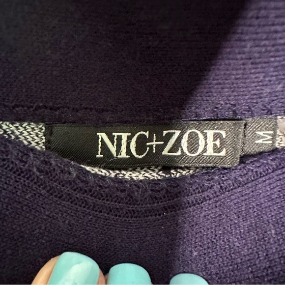 Nic+Zoe | Navy and White Falling Star Diamond A-line Sweater Skirt Size Medium - Picture 6 of 6